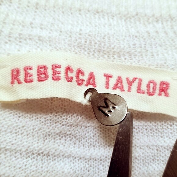 Rebecca Taylor knit pullover sweater top size M black and white Split hem - Picture 8 of 13